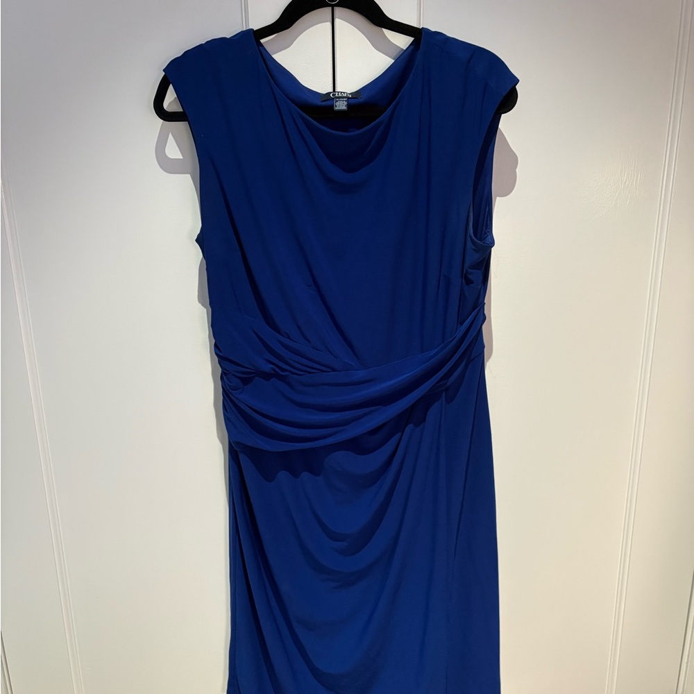 Chaps Royal Blue Draped Midi Dress